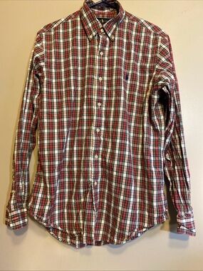 Polo Ralph Lauren Men’s Medium Casual Holiday Plaid Button Up Red/green Shirt